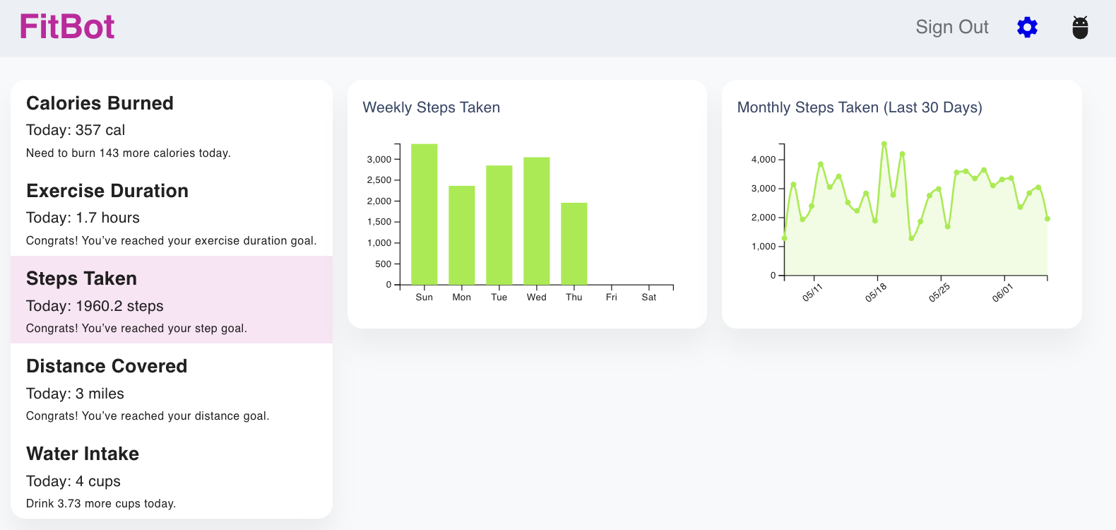 FitBot screenshot 2